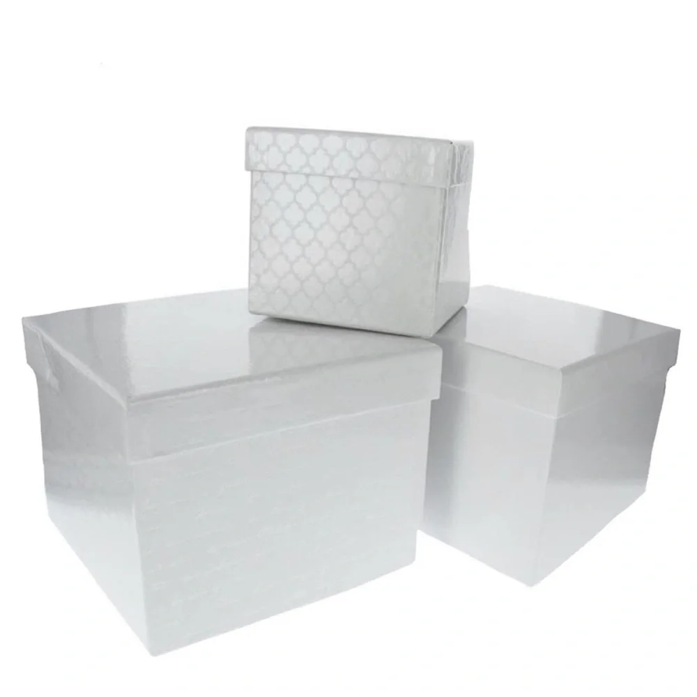 Die Cuts with A View Nesting Boxes, Set of 3, White Foil (SY-047-00135)